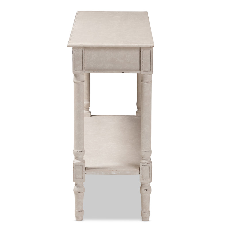 Ariella Console Table Country Cottage Farmhouse Style with 1 Drawer Whitewashed Finish