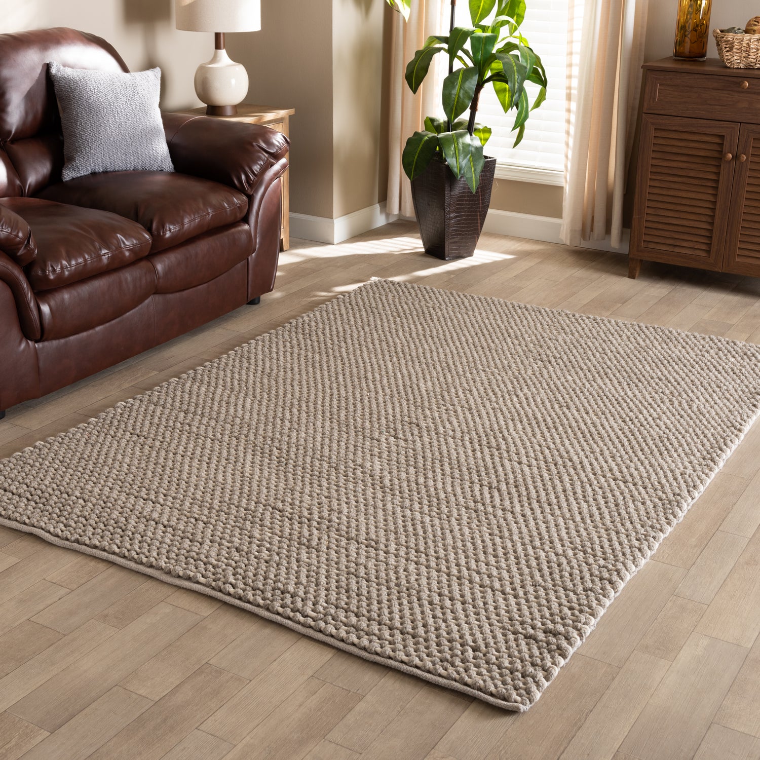 Colemar Area Rug Modern and Contemporary Grey Handwoven Wool Dori Blend