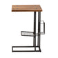 Jocelyn Modern Industrial C End Table Walnut Brown Wood Black Metal Frame Foldable Design for Space-Saving Convenience