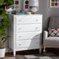 Naomi Bedroom Chest Classic White Finished Wood 4-Drawer Storage Solution for Stylish Bedrooms