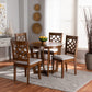 Tricia Dining Set Modern and Contemporary Grey Fabric Upholstered Dark Brown Finished Wood 5-Piece