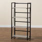 Lakota 4-Tier Display Shelf in Light Grey Wood and Black Metal - Modern Industrial Storage Unit for Home or Office Decor