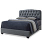 Romeo Queen Size Bed Contemporary Grey Upholstered Design with Button-Tufted Detailing for Stylish Bedroom Decor