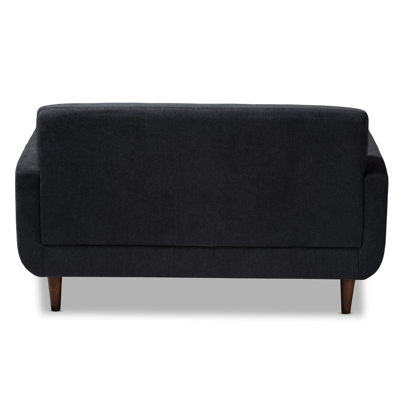 Allister Loveseat Mid-Century Modern Dark Grey Fabric Upholstered