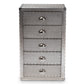 Davet Accent Storage Cabinet - French Industrial Silver Metal 5-Drawer Organizer for Home Decor and Space Saving