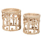 Bowie Rattan Nesting End Table Set - Modern Bohemian Style, Natural Brown Finish, 2-Piece Design for Living Room or Bedroom