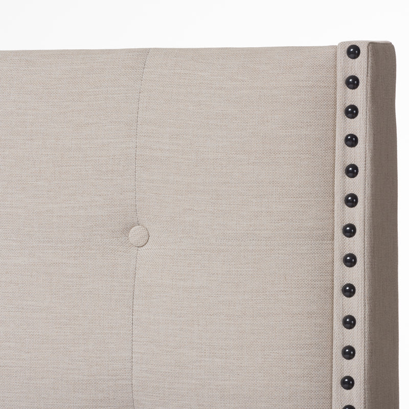 Georgette King Bed - Modern and Contemporary Light Beige Fabric Upholstered