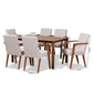 Glenda Dining Set Mid-Century Modern 7-Piece Collection with Greyish Beige Upholstery and Walnut Brown Finished Wood