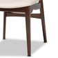 Daria 7-Piece Dining Set in Mid-Century Modern Style with Cream Upholstery and Dark Brown Wood Finish