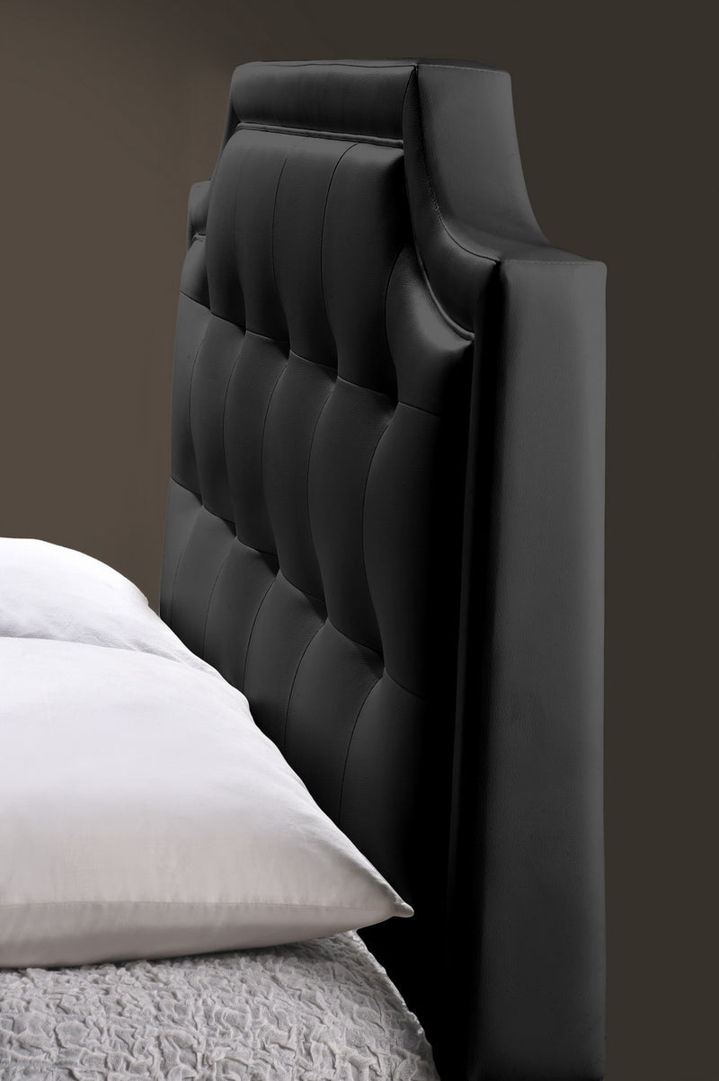 Carlotta Black Modern Bed - Upholstered Headboard