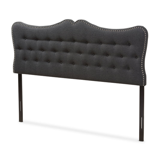 Emma Queen Size Headboard in Modern Dark Grey Fabric Design