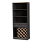 Mattia Wine Cabinet Modern Contemporary Dark Grey Oak Finished Wood Storage for Wine Bottles Glasses