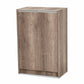 Langston Shoe Cabinet - Modern Weathered Oak 2-Door Storage Solution for Shoes and Accessories