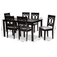 Lenoir Dining Set Modern Contemporary Grey Fabric Upholstered Espresso Brown Finished Wood 7-Piece