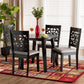 Aiden Dining Set Modern Grey Fabric and Dark Brown Finished Wood 5-Piece Dining Room Furniture for Stylish Home Decor