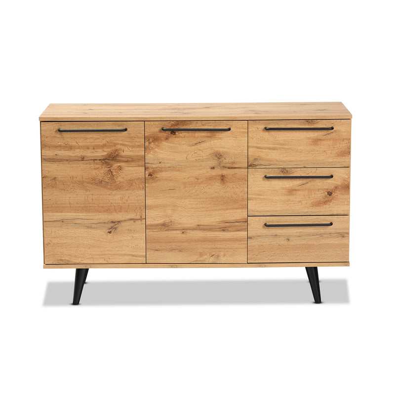 Radley Sideboard Modern Contemporary Oak Brown Finished Wood 3-Drawer Buffet for Dining Room Storage and Organization