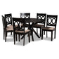 Sanne 7-Piece Dining Set Modern Sand Fabric Upholstered Chairs with Dark Brown Finished Wood Table