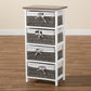 Terena Storage Unit - Modern Two-Tone Walnut Brown and White Wood with 4 Baskets for Organized Living and Stylish Décor