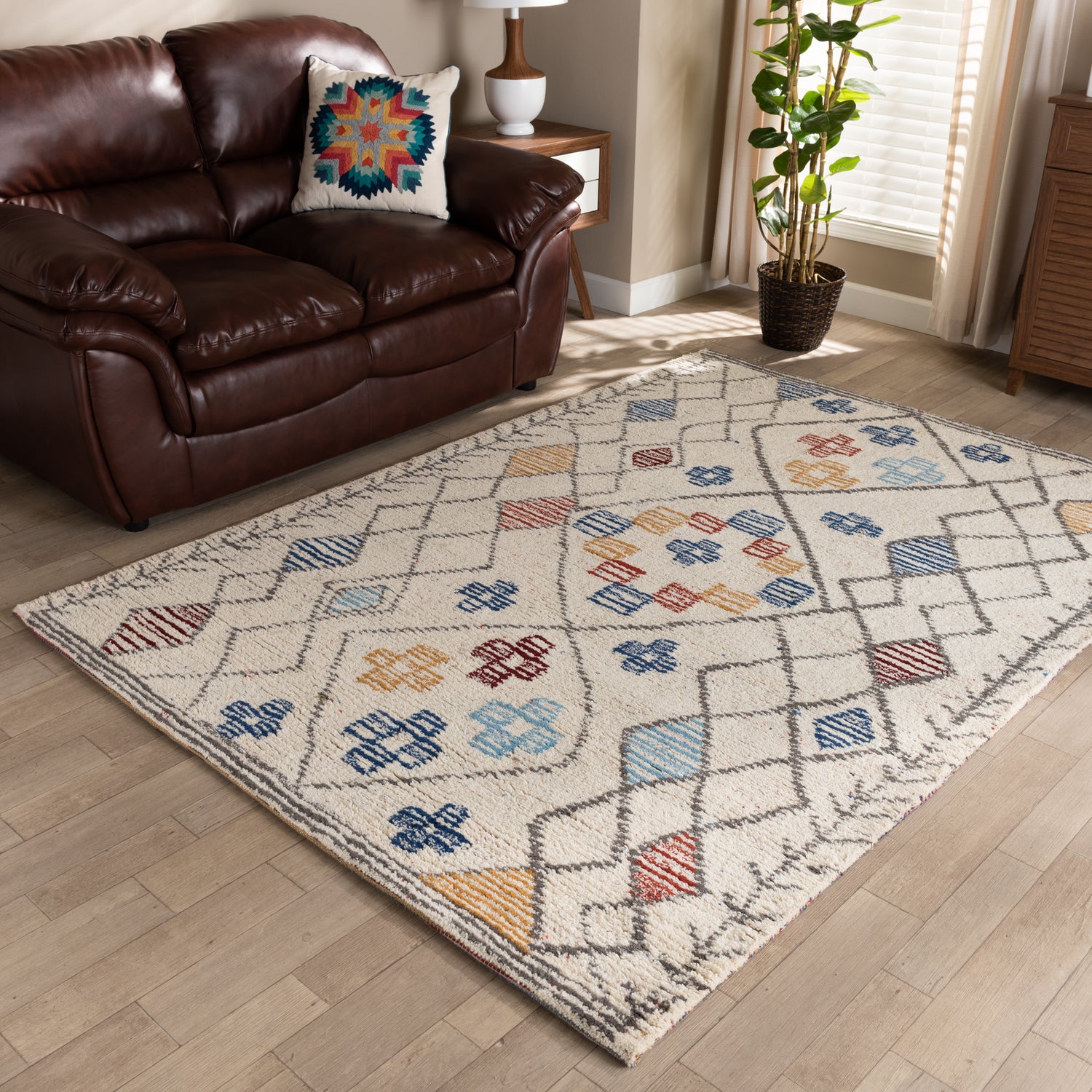 Triton Area Rug Modern Multi-Colored Hand-Tufted Wool Design for Stylish Home Décor