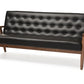 Sorrento Sofa Mid-century Retro Modern Black Faux Leather Upholstered Wooden 3-seater