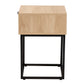 Amelia End Table Mid-Century Modern Design with Natural Brown Wood and Rattan, Featuring 1 Storage Drawer