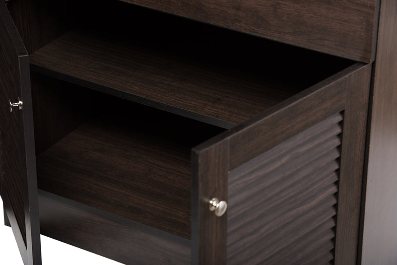 Agni Buffet and Hutch Modern Contemporary Dark Brown Kitchen Cabinet