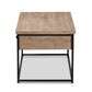 Roderick Coffee Table Modern Contemporary Design Weathered Oak Finish Black Metal Accents with 2 Storage Drawers