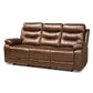 Beasley Reclining Sofa - Modern 3-Seater in Distressed Brown Faux Leather for Stylish Comfort and Relaxation