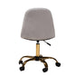 Kabira Office Chair Contemporary Glam and Luxe Grey Velvet Fabric with Gold Metal Swivel