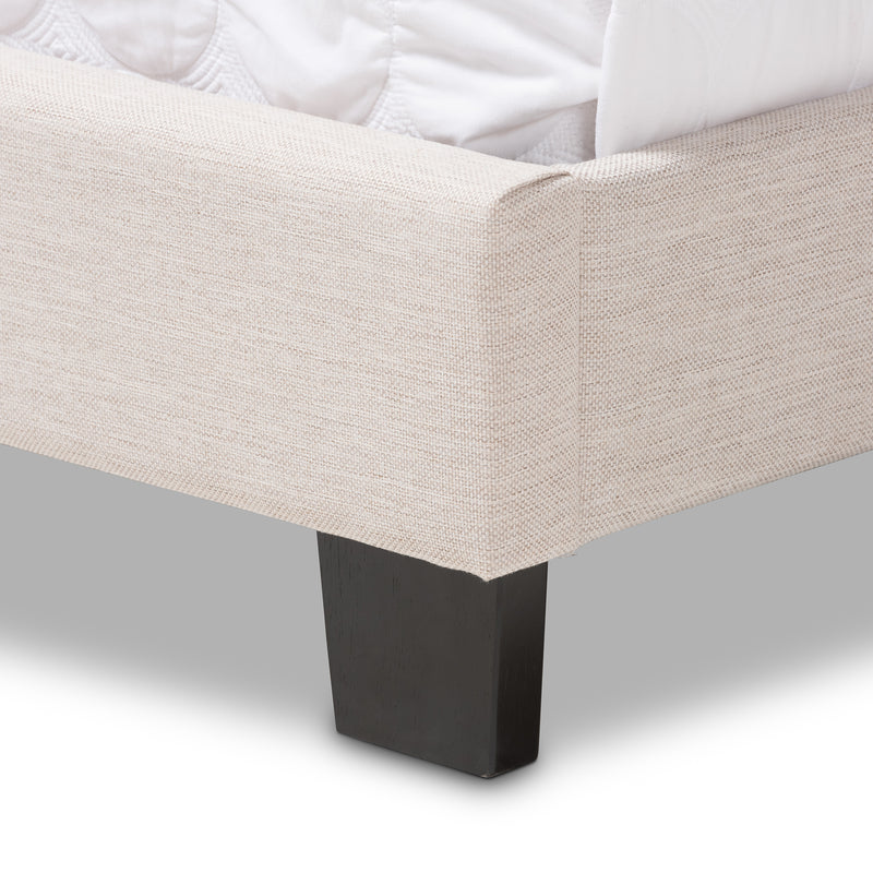 Willis Bed - Modern and Contemporary Light Beige Fabric Upholstered