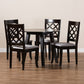 Daisy 5-Piece Dining Set: Modern Grey Fabric Chairs with Dark Brown Finished Wood Table