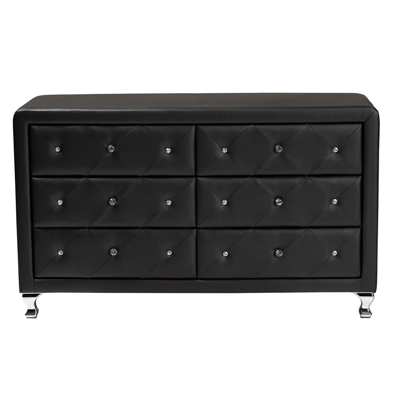 Luminescence Dresser - Black Faux Leather Upholstered