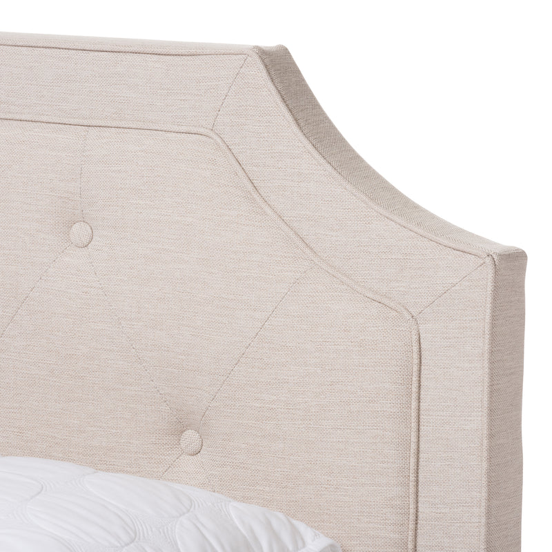 Willis Bed - Modern and Contemporary Light Beige Fabric Upholstered