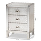 Claude French Industrial End Table with 3 Drawers in Silver Finish