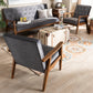 Sorrento Living Room Set Mid-century Retro Modern Grey Fabric Upholstered Wooden 3 Piece