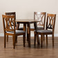 Leon Dining Set: Modern 5-Piece Grey Fabric Upholstered Dining Table with Walnut Brown Finished Wood Chairs