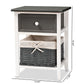 Shadell Storage Unit Modern Two-Tone Dark Grey and White Wood with 1 Drawer and Basket for Organized Living