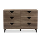 Wales Modern 6-Drawer Dresser in Light Brown Wood with Sleek Design and Ample Storage