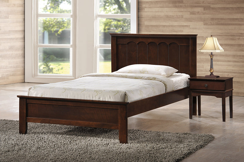 Schiuma Cappuccino Twin Size Bed Contemporary Wood Design for Stylish Bedrooms