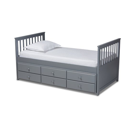 Trine Twin Size Daybed with Trundle Classic Grey Finished Wood Design for Versatile Sleeping and Seating Solutions