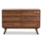 Sierra Mid-Century Modern Dresser Brown Wood 6-Drawer Storage Solution for Stylish Bedrooms