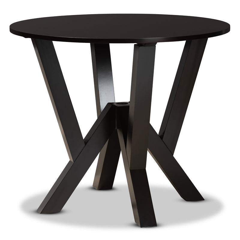 Irene Dining Table Modern and Contemporary Dark Brown Finished 35-Inch Wide Round Wood