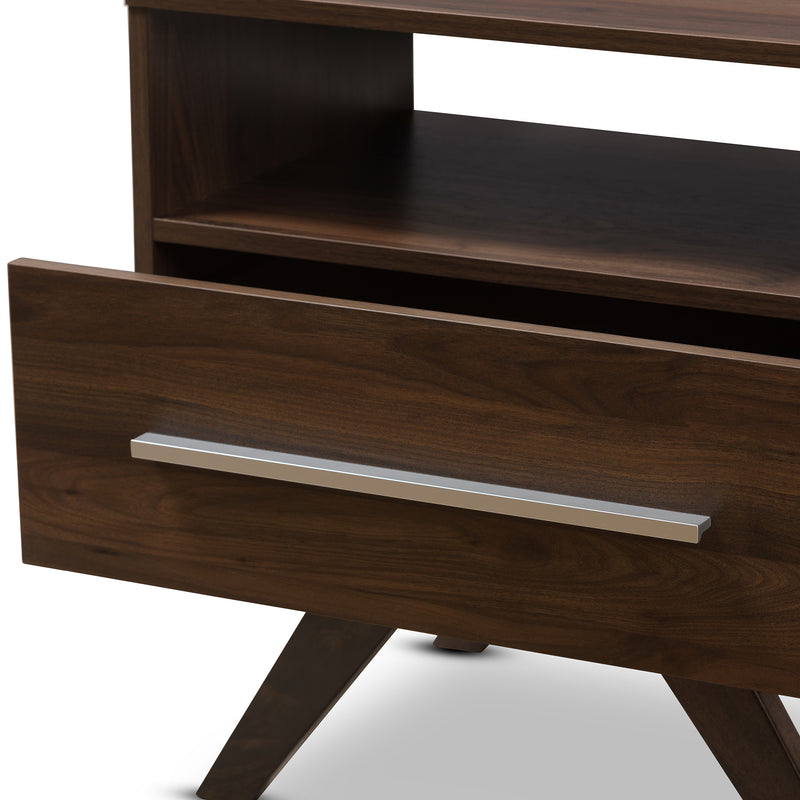 Ashfield Mid-Century Modern Nightstand Walnut Brown Wood with Storage Drawer and Stylish Design