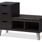 Arielle Shoe Storage Bench Modern and Contemporary Dark Brown Wood 3-drawer Padded Leatherette Seating with Two Open Shelves