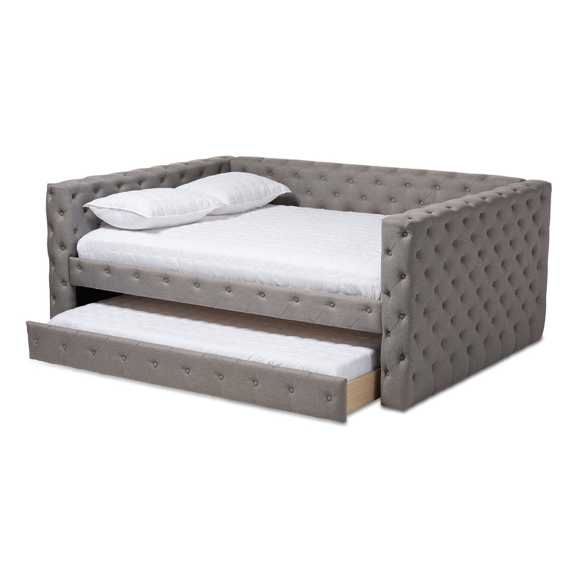 Anabella Daybed - Modern and Contemporary Grey Fabric Upholstered with Trundle