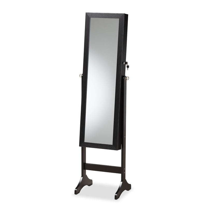 Ryoko Jewelry Armoire Modern and Contemporary Black Finished Wood with Mirror