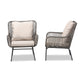 Dermot Patio Chair Set - Modern 2-Piece Upholstered Chairs in Beige Fabric and Grey Synthetic Rattan for Outdoor Living Spaces