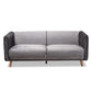 Beacher Sofa: Modern Grey Velvet Upholstered Sofa with Walnut Brown Wood Frame