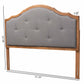 Gala Queen Size Arched Headboard Vintage Classic Dark Grey Fabric Upholstered with Walnut Brown Finished Wood