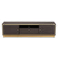 Cormac TV Stand Mid-Century Modern Transitional Dark Brown Finished Wood and Gold Metal 2-Door